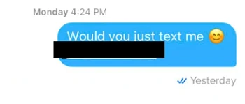 Read Receipts shows message was read yesterday in Tinder chat