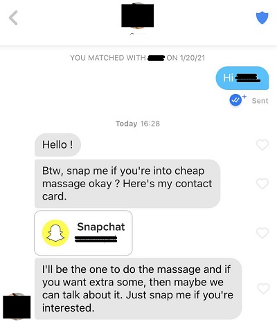 Contact Card in Tinder